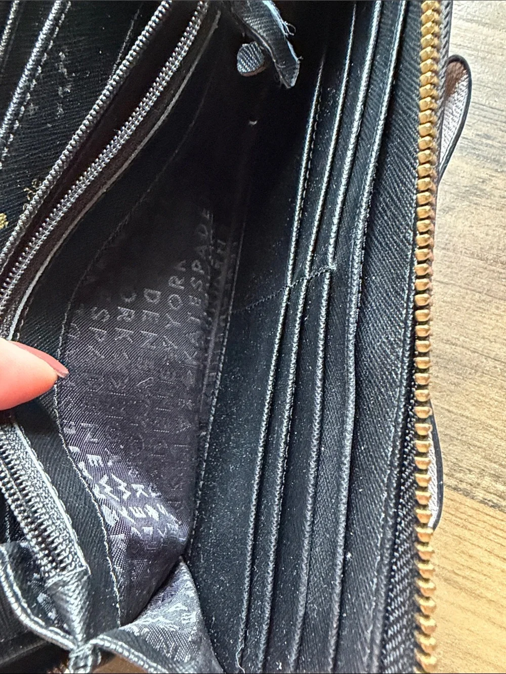 kate spade Black Wallet with Pinkish Taupe Bow Accent
